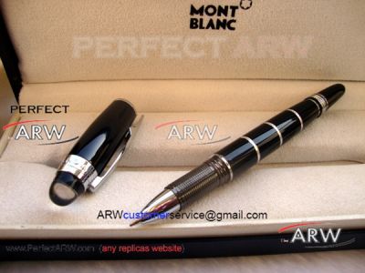 Perfect Replica Montblanc StarWalker Stainless Steel Clip Black Cap Black Rollerball Pen